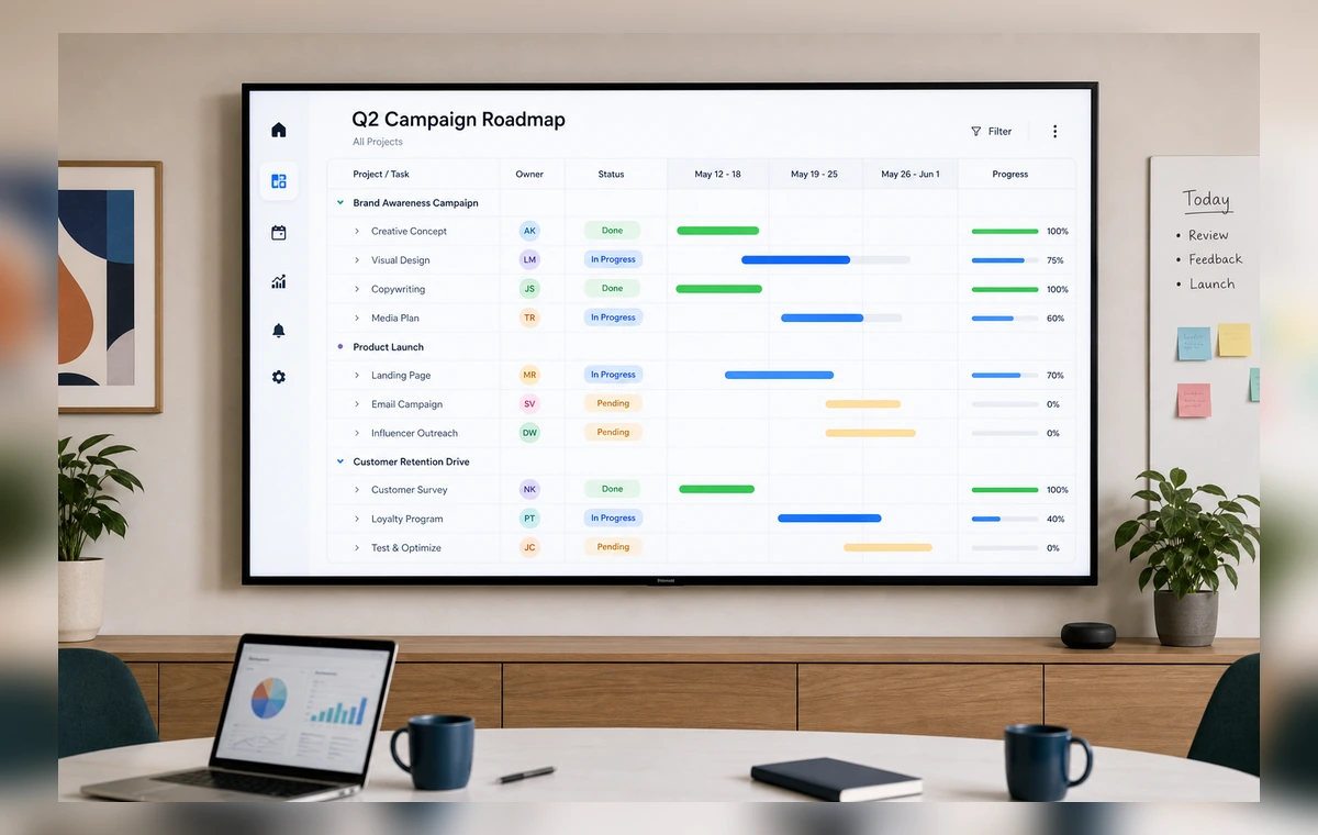 Monday.com boards on a TV screen