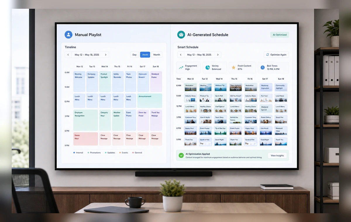 AI scheduling on a TV screen